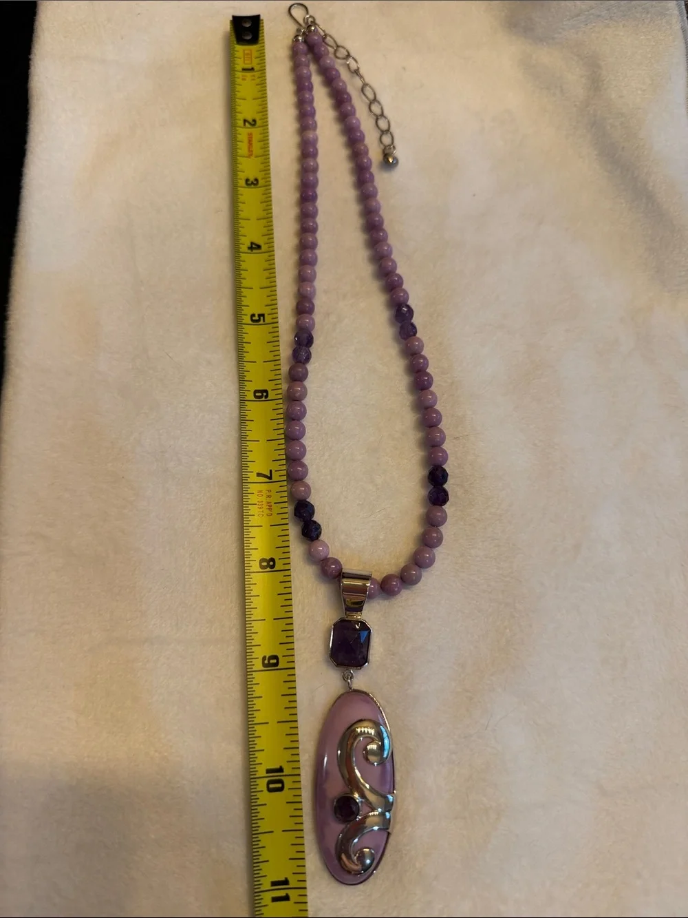 Jay King Amethyst & Phosphorite Pendant Necklace-Sterling Silver(228) - Picture 3 of 6